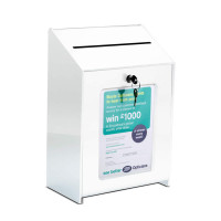 Lockable Suggestion Ballot Box -  White Acrylic