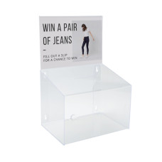 Clear Acrylic Suggestion or Ballot Box With Header