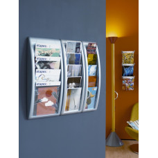 A4 Wall Mounted Brochure Display Unit in Black or Silver