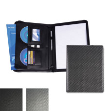 Carbon Fibre Textured PU A5 Zipped Conference Folder